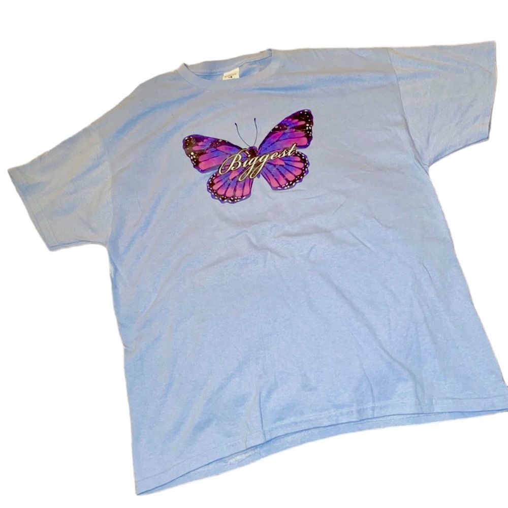 Light Blue Butterfly Biggest (GGBig) Sorority Top Women’s Size Large Greek-life!